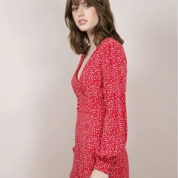 FRNCH Red Floral Amelie Dress XS - Picture 3 of 8